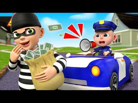 Police Car Chase 🚔💨 | Rob Catches the Thief | Police Song | Rosoo Nursery Rhymes & Kids Songs