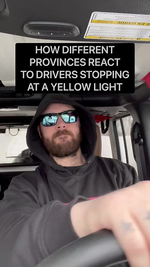 Canadian provinces react to drivers stopping at a yellow light