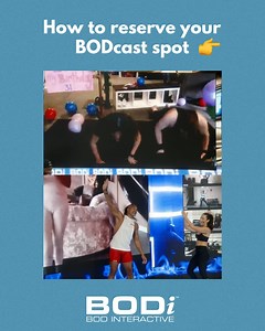 Have you experienced being a part of the BODcast yet? It's our exciting feature that allows you to appear on the big screen and become a part of the live workout experience!  Swipe through ➡️ to learn how to join!  Sign up 24 hours in advance of the class start time to reserve your BODcast spot. There are only 75 available spots and they fill fast! Don’t worry, if the class is full you can still join the class to work out, you just won’t show up on screen.  | BODi | Facebook