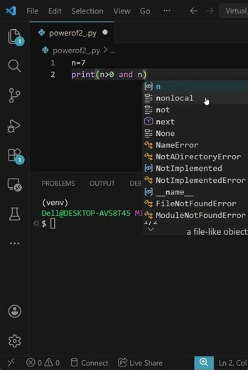 Power of 2 (bit trick) python #python #coding #programming