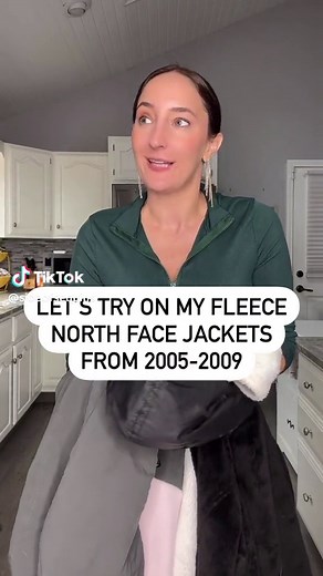 Trying on 2000s North Face Fleece Jackets