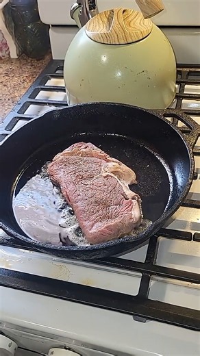 Sizzling Steak in Cast-iron skillet