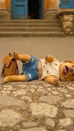 A poor puppy fall down #pets #puppy #rabbit #funny #cutedog