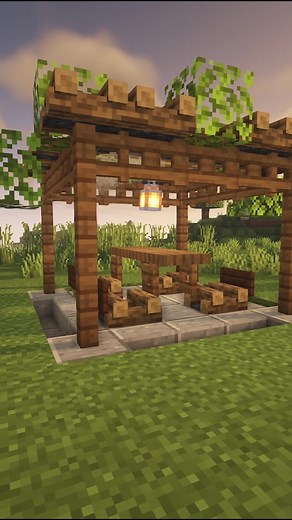 Pergola Seating Area in Minecraft - Outdoor Terrace Designs