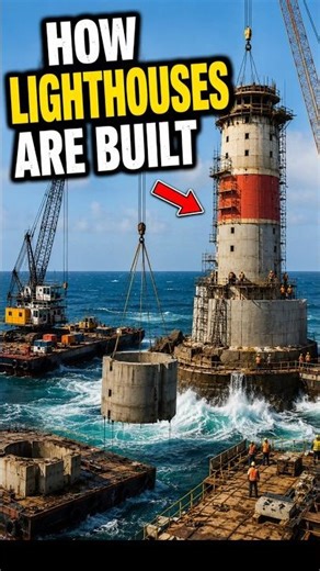 How Lighthouses Are Built 😱 #shorts #viral #engineering #construction #ships