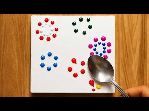 Spoon Painting Technique for Beginners | Easy Flower Painting | Dot Line
