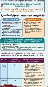 👉 MPESB MP Nursing Officer & Sister Tutor Recruitment 2026 #ytshorts
