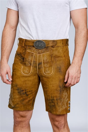 Authentic Bavarian Lederhosen Men’s Oktoberfest Shorts – Traditional German Trachten Leather Pants With Embroidery & Belt - Etsy
