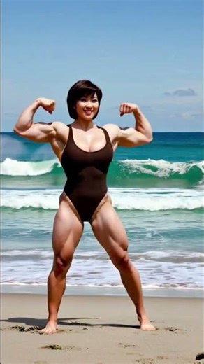 Beach Body Flex: Muscular Woman Shows Off Beach Bod! #shorts