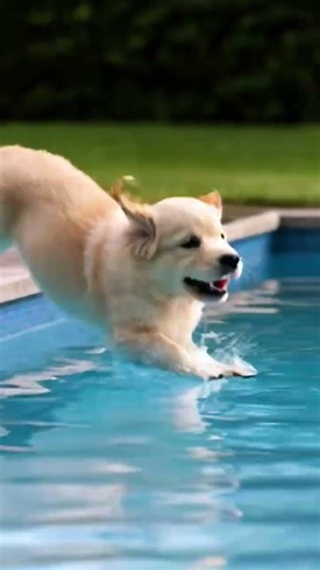 puppy swimming in pool