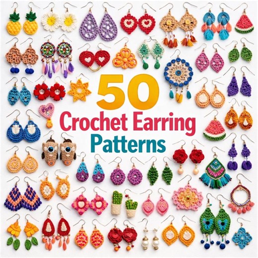 50 Crochet Earring Pattern Bundle PDF, DIY Jewelry Making, Micro Crochet Patterns, Modern & Boho Designs, Digital Download - Etsy