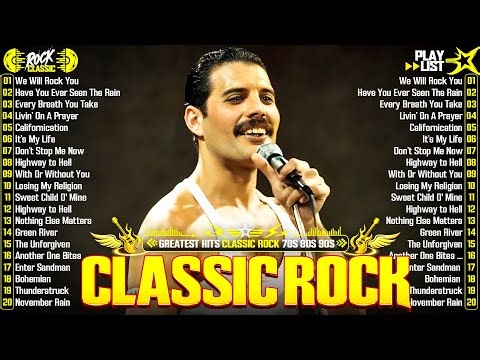 Top 500 Classic Rock Songs 70s 80s 90s ⚡ Queen, Guns N' Roses, Metallica, AC/DC, Aerosmith, Bon Jovi