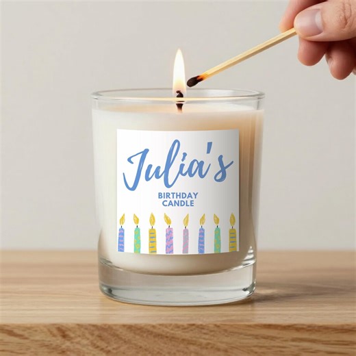 Personalized Birthday Candle for Kids, Custom Name Label in Blue or Red - Etsy