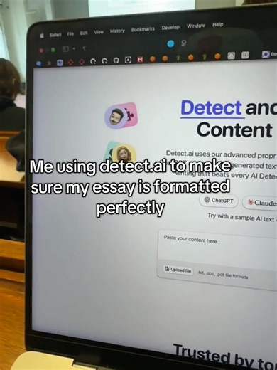 Me using detect.ai to make sure my essay is formatted perfectly 😏 #fyp #aitools #aiwriting #studytok #detectai