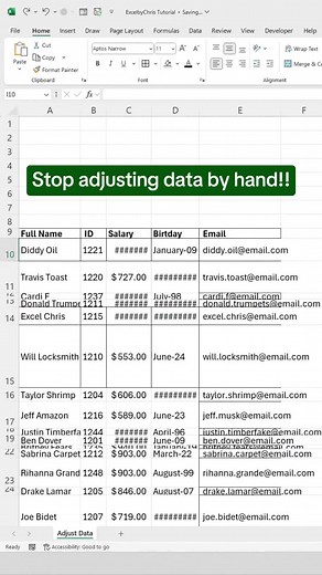 Excel Shortcuts: Adjusting Data Like a Pro