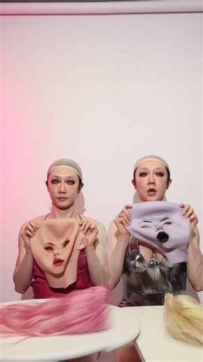 Double masks transformation!@roanyer.com #trans #mask #transgender #dragqueen #twins