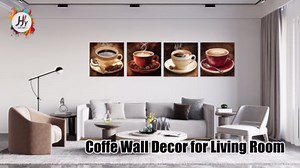 Coffee Wall Art Pictures Kitchen Coffee Poster Canvas Prints Coffee Artwork Wall Decor for Dining Room Bar Cafe Family Restaurant Shop Home Decorations Framed Ready to Hang 10'' x 10'' x 4 Panels