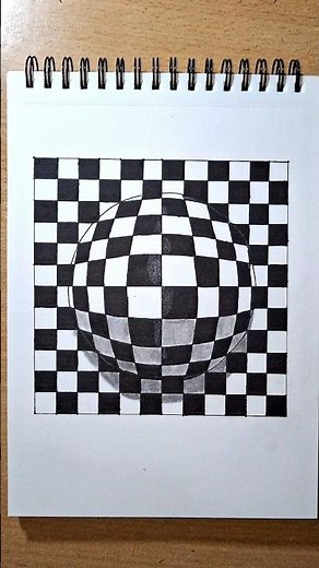 Mesmerizing 3D Sphere Illusion Drawing 😳 | Oddly Satisfying Checkerboard Art