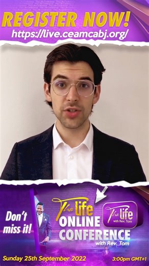 📣📣𝐓𝐇𝐈𝐒 𝐋𝐈𝐅𝐄 𝐂𝐎𝐍𝐅𝐄𝐑𝐄𝐍𝐂𝐄 𝐖𝐈𝐓𝐇 𝐑𝐄𝐕 𝐓𝐎𝐌📣📣 Here’s how to register in less than 30 seconds🤌 — This is a special online conference specifically designed for your unstoppable progress in life. There is a life God has called us to live, and THIS LIFE is yours to have and to live now! So make sure you register now and spread the word!! 25.09 | 3pm GMT 1 | ONLINE Get started today: Register: https://live.ceamcabj.org/ (link in bio) Publicize EVERYWHERE #OnlineChurch #succes