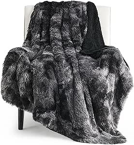 Bedsure GentleSoft Fluffy Black Blanket Cozy Gifts for Men, Black Home Decor Soft Fuzzy Plush Thick Warm Sherpa Fleece Faux Fur Throw Blanket for Couch Bed, Living Room College Dorm Decor, 50x60