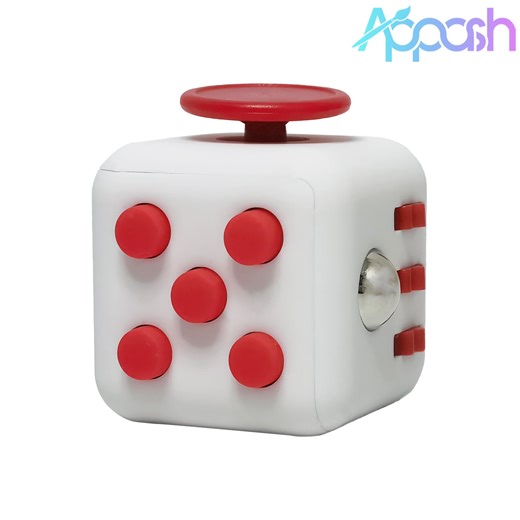 Appash Fidget Cube Stress Anxiety Pressure Relieving Toy Great for Adults and Children[Gift Idea][Relaxing Toy][Stress Reliever][Soft Material](White & Red)