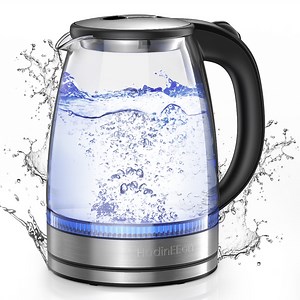 HadinEEon Electric Kettle,1.7L Glass Boiler Electric Tea Kettle with Blue LED Indicator Light,Cordless Teapot Tea Heater,304 Stainless Steel Hot Water Kettle Auto-Shutoff & Boil-Dry Protection