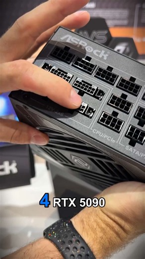 3200W pour alimenter jusqu’à 4 RTX 5090 ! Et ASRock a même ajouté un capteur de température directement sur le câble 12V-2x6 ! #ASRock #RTX5090 #PCGaming #Tech