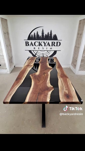 Glossy Double River Walnut Table 👌 Link In Bio For A Table Quote 👆 #epoxytable #diningtable #modernhome #custommade #furnituredesign