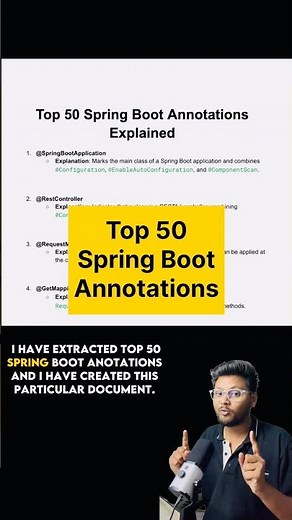 Top 50 Must Know Annotations In Spring Boot ✅ #springboot
