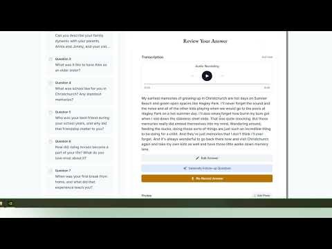 Answering a question in the Memory Stream app