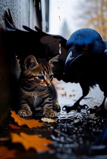 A Crow’s Gift to a Lonely Kitten🪶🐾