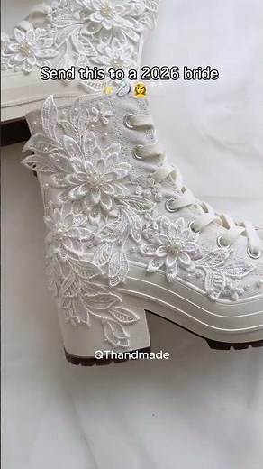 Custom All White Wedding Converse Heel