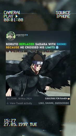 Boruto replaced Sadara with Shinki because he crossed his limits 😤 #boruto #virl