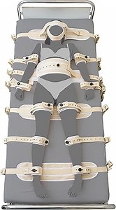 Ganzkörper Set XL Bondage BDSM Fessel-Set I Bett-Fesseln hogtied sehr stabil - Premium Sexspielzeug I weiß I handgefertigt aus Baumwolle I für alle Bett-Typen