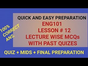ENG101 LECTURE 12| Eng101 Quiz 2| Eng101 Most Important Quiz| Eng101 Midterm Preparation 2023