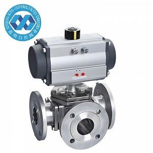 [Hot Item] Heating Ventilation Air Conditioning HVAC 3 Way 180 Degree Pneumatic Flange Ball Valves