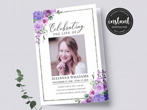 Editable Funeral Program Template, Memorial Service Template, Obituary Program, Order of Service, Celebration Life Canva Template, Canva - Etsy Australia