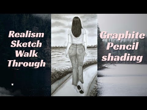 Realistic Pencil Sketch of a Walking Girl | Graphite Pencil Shading Step by Step.