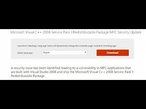 Microsoft Visual C++ 2008 Service Pack 1 Redistributable Package MFC Security Update