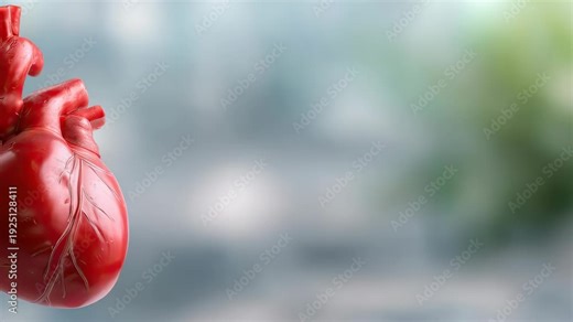 Heart model displayed in a clear background showing detailed anatomy for educational purposes in a study setting