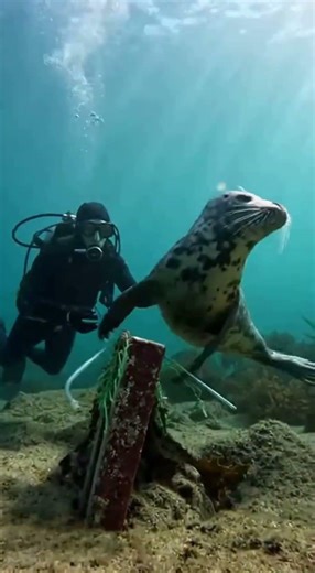 Diver Saves a Trapped Seal | Emotional Underwater Rescue (Cinematic Short) #animalrescue #shorts