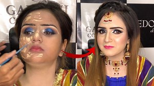 Mahndi makeup tutorial with hair style || mahndi bride makeover step by step - #mahndimakeup #makeuptutorial #makeover | Blush with Amna