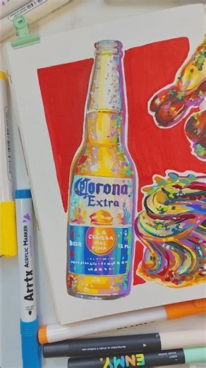 beer painting 😋 #beer #coronabeer #foodart #drawing #sketchbook #aestheticart #illustration #drawing