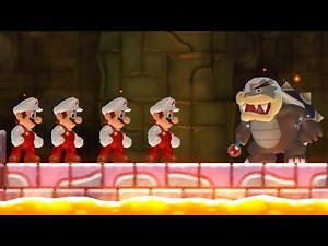 New Super Mario Bros Wii - All Bosses with Multiple Marios