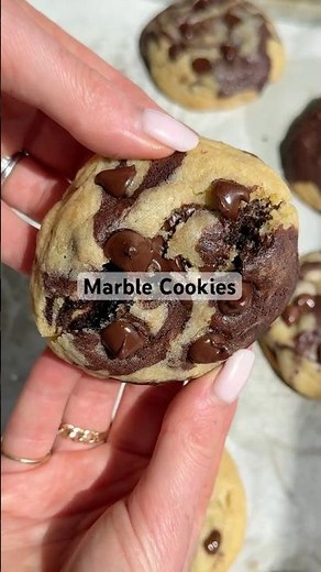 these marble cookies chocolate chip cookies made with swirls of chocolate and vanilla cookie dough