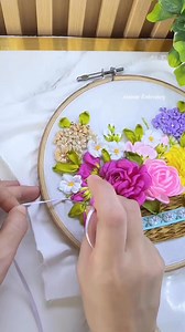 22K views · 1.1K reactions | Ribbon Embroidery…. #flowers #embroidery | Asnimar Embroidery | Facebook
