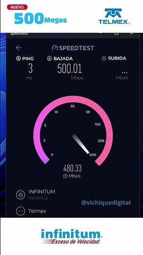 Test de Velocidad incremento paquete Telmex 500 Mbps (Antes 350) | @telmex #infinitum #speedtest