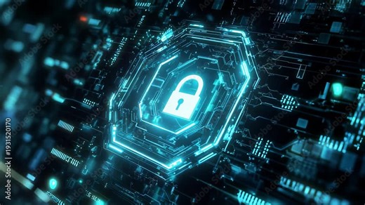 Experts discuss cybersecurity threats and safety measures at a tech conference in a modern city with digital displays and interactive sessions