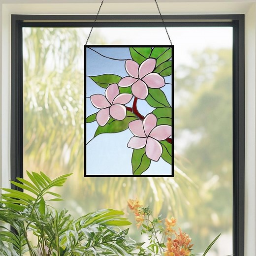 Plumeria Stained Glass Pattern: Frangipani Flower Suncatcher (PDF & PNG Digital Download) - Etsy
