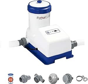 Bestway Flowclear Smart Touch 2,000 Gallons per Hour WiFi App Controlled Filter Pump System with Adapters for Above Ground Swimming Pools